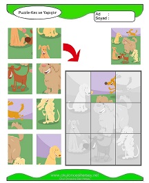 Puzzle Kes Yapıştır Çalışma Sayfaları